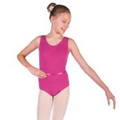 NEW Amy Mulberry Cotton Sleeveless ballet Leotard with Belt